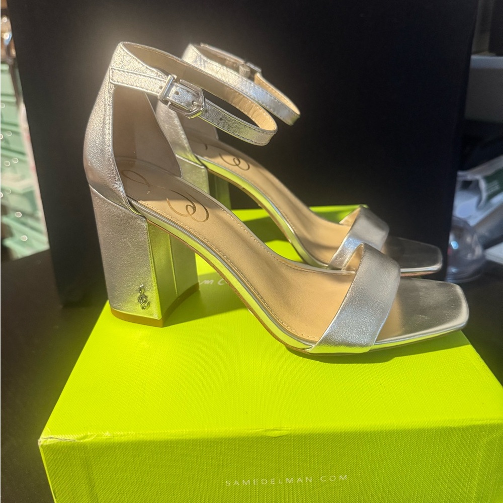 Sam Edelman Metallic Silver Block Heels